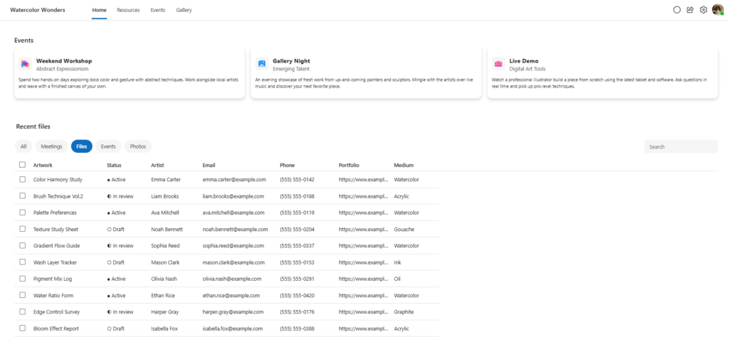List page in Canvas Apps